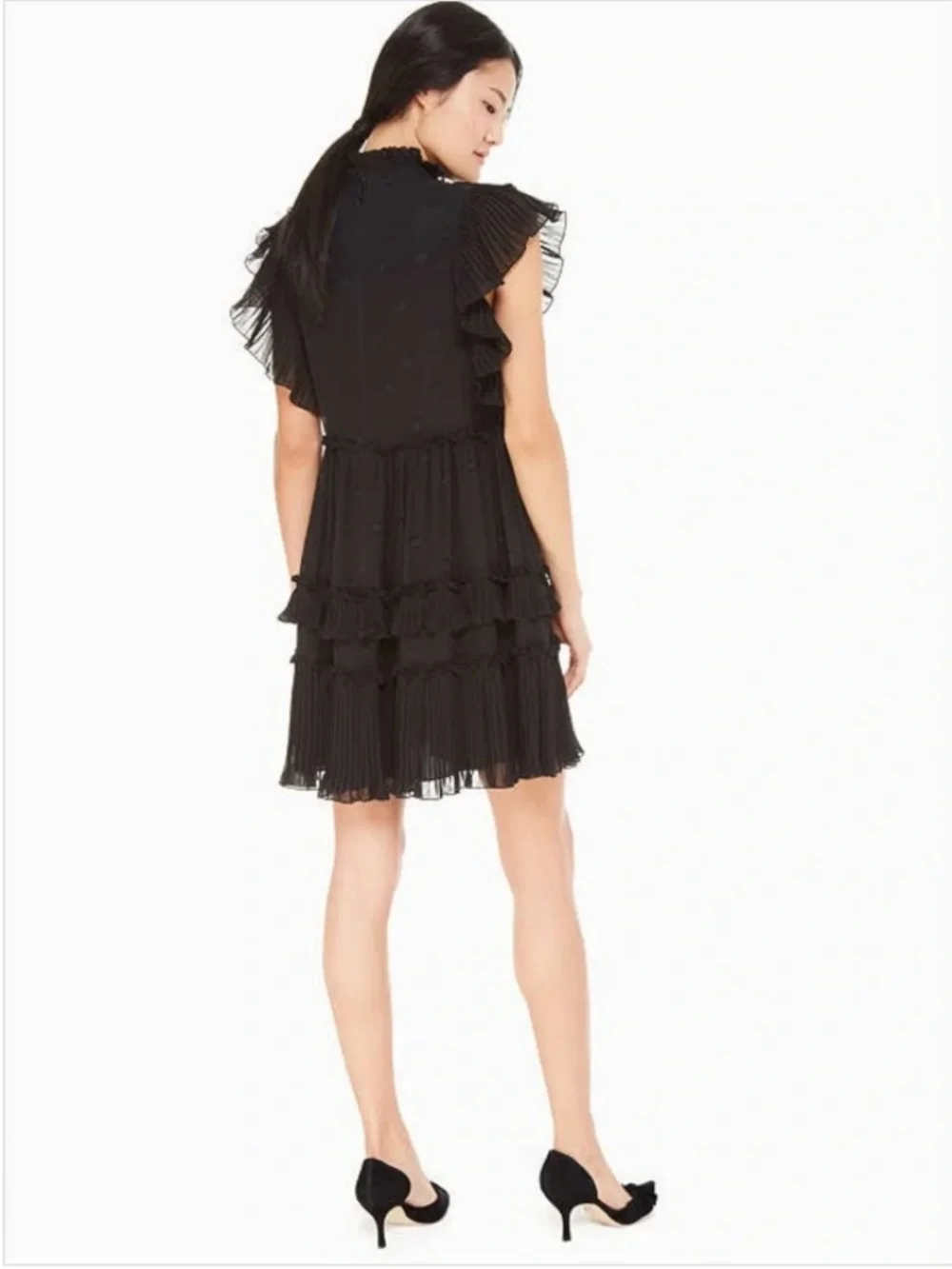 Kate Spade Bakery Dot Devore Fit and Flare Mini Cocktail Dress Black Size 14 NWT